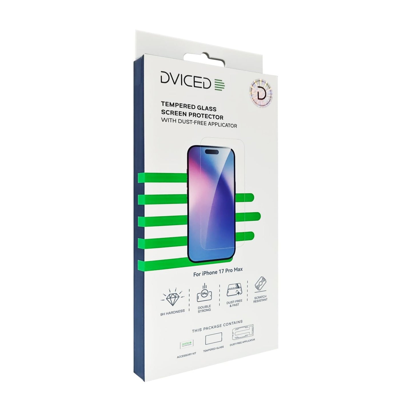 Dviced Tempered glass screen protector for iPhone 17 Pro Max with dust-free applicator