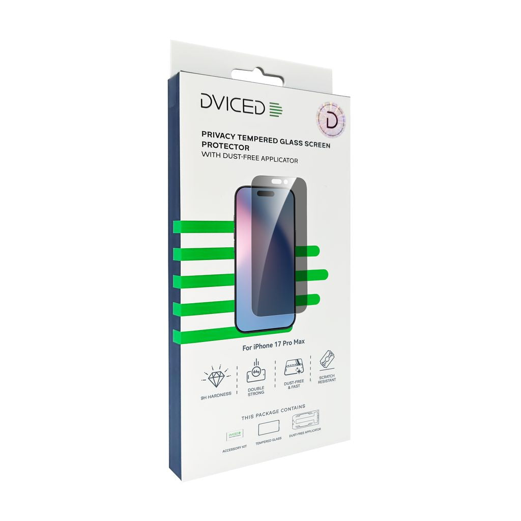 Dviced Privacy Tempered glass screen protector for iPhone 17 Pro Max with dust-free applicator