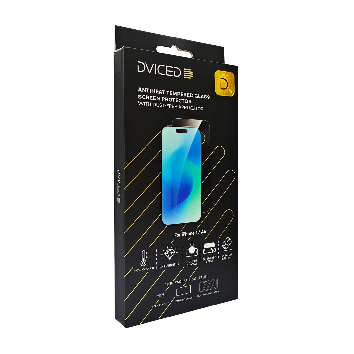 Dviced AntiHeat Tempered glass screen protector for iPhone 17 Air with dust-free applicator