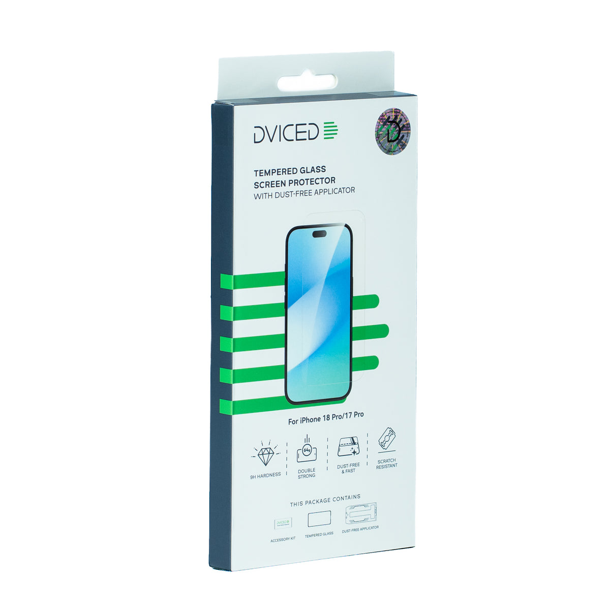 Dviced iPhone 18 Pro MagSafe Case Tempered Glass Screen Protector with Dust-Free Applicator