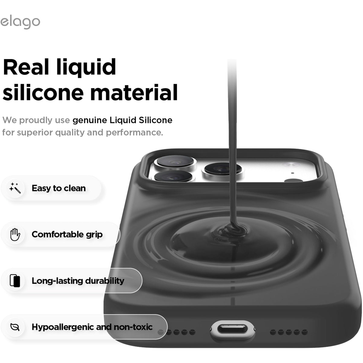Elago Silicone Case with MagSafe for iPhone 17 Pro - Black