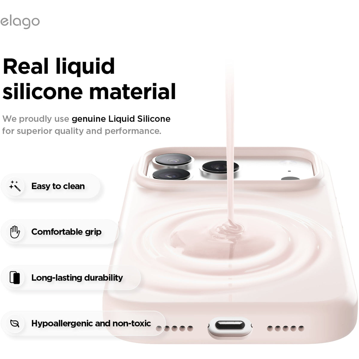 Elago Silicone Case with MagSafe for iPhone 17 Pro - Light Pink