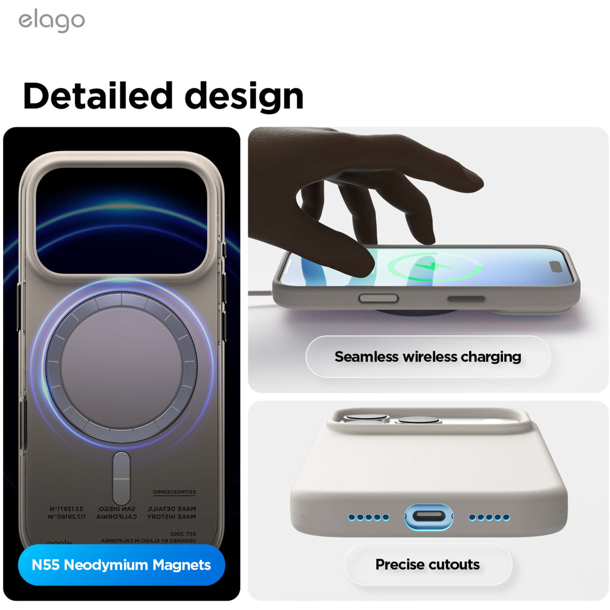 Elago Silicone Case with MagSafe for iPhone 17 Pro - Stone
