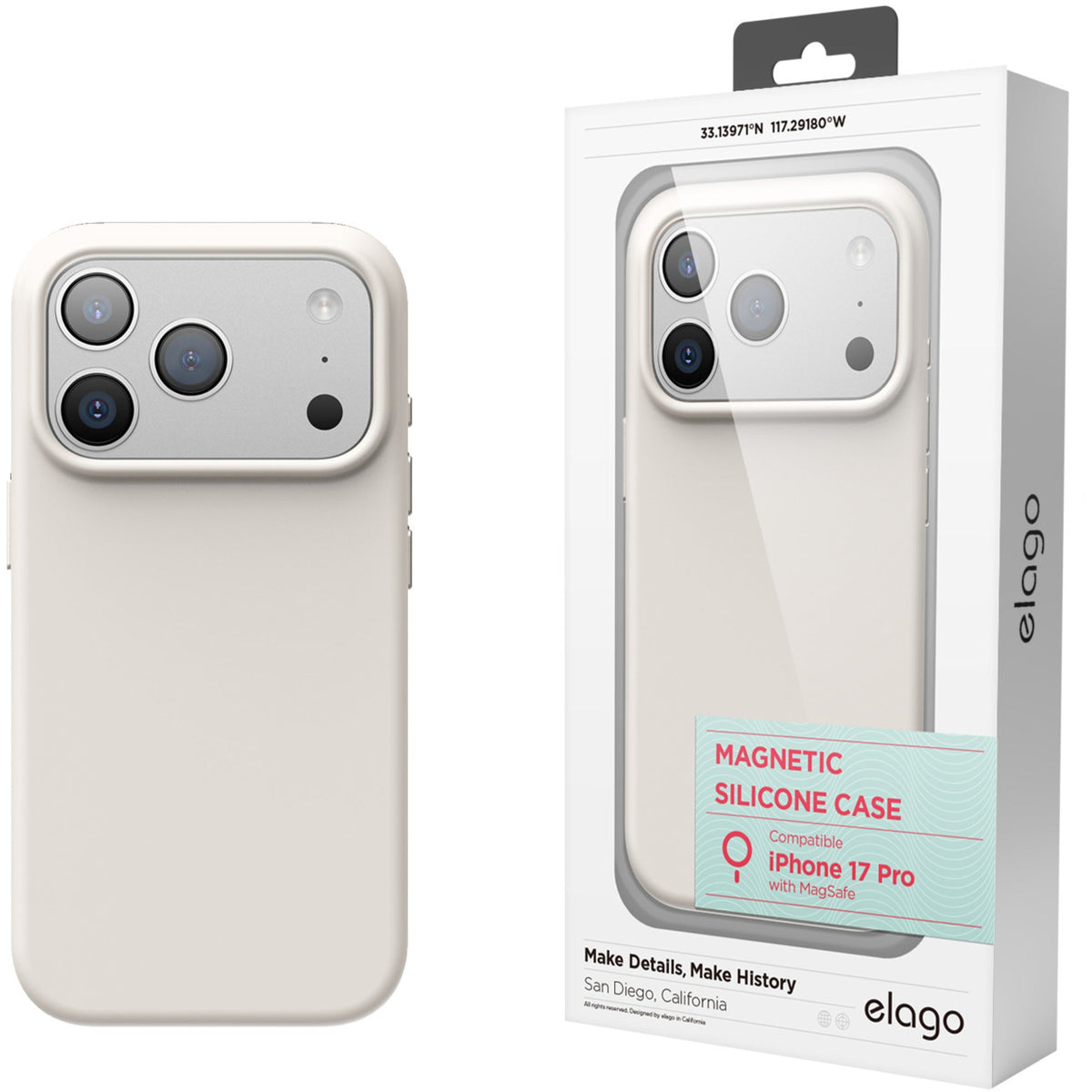 Elago Silicone Case with MagSafe for iPhone 17 Pro - Stone