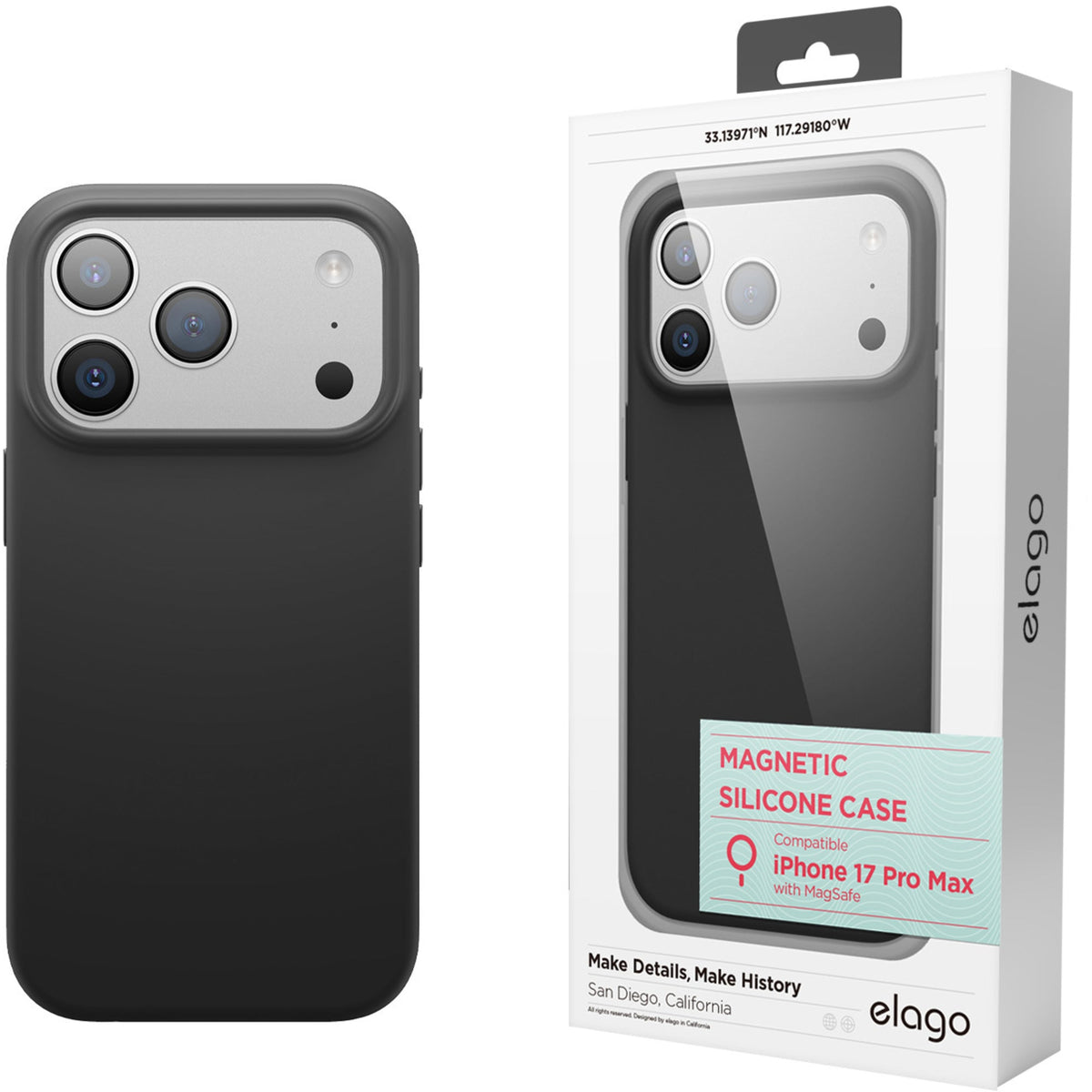 Elago Silicone Case with MagSafe for iPhone 17 Pro Max - Black