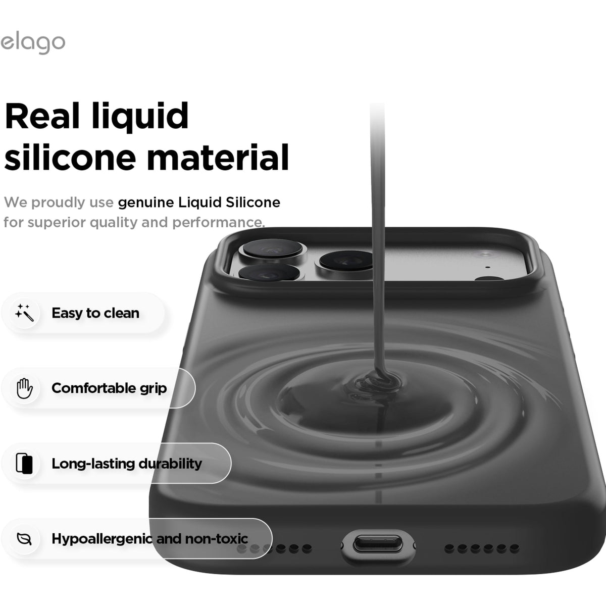 Elago Silicone Case with MagSafe for iPhone 17 Pro Max - Black