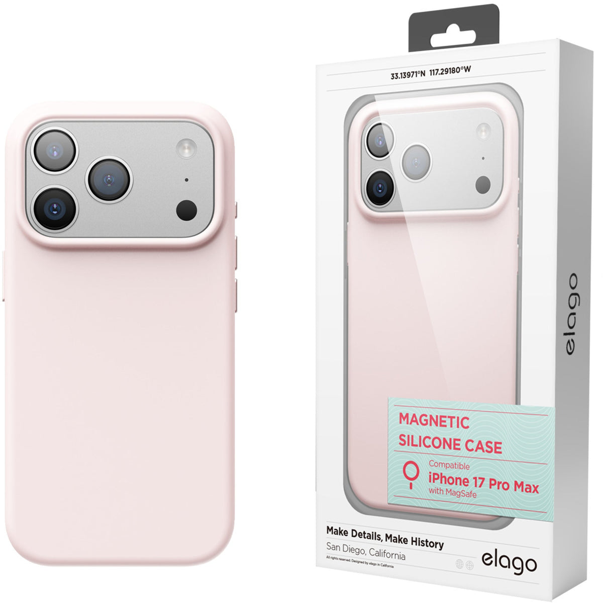 Elago Silicone Case with MagSafe for iPhone 17 Pro Max - Light Pink