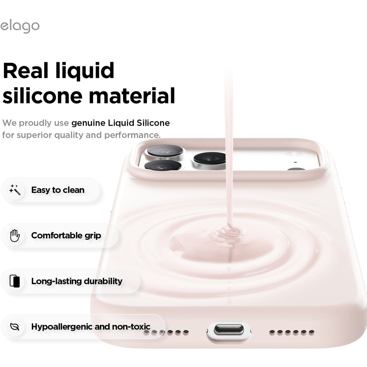 Elago Silicone Case with MagSafe for iPhone 17 Pro Max - Light Pink