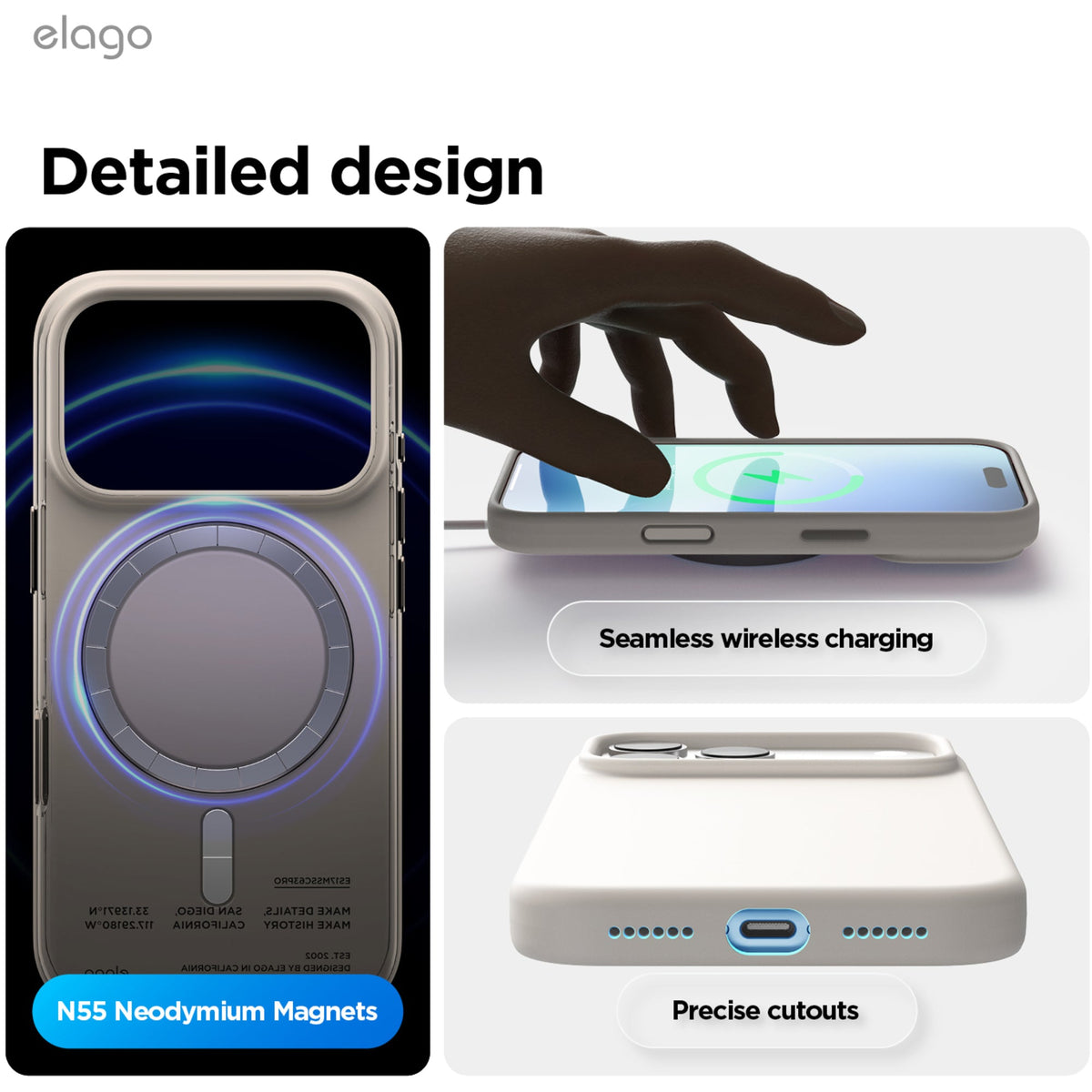 Elago Silicone Case with MagSafe for iPhone 17 Pro Max - Stone