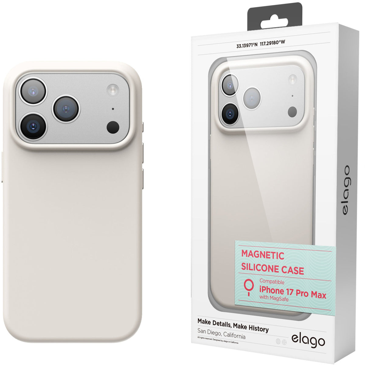 Elago Silicone Case with MagSafe for iPhone 17 Pro Max - Stone