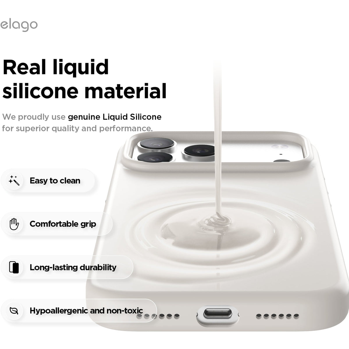 Elago Silicone Case with MagSafe for iPhone 17 Pro Max - Stone