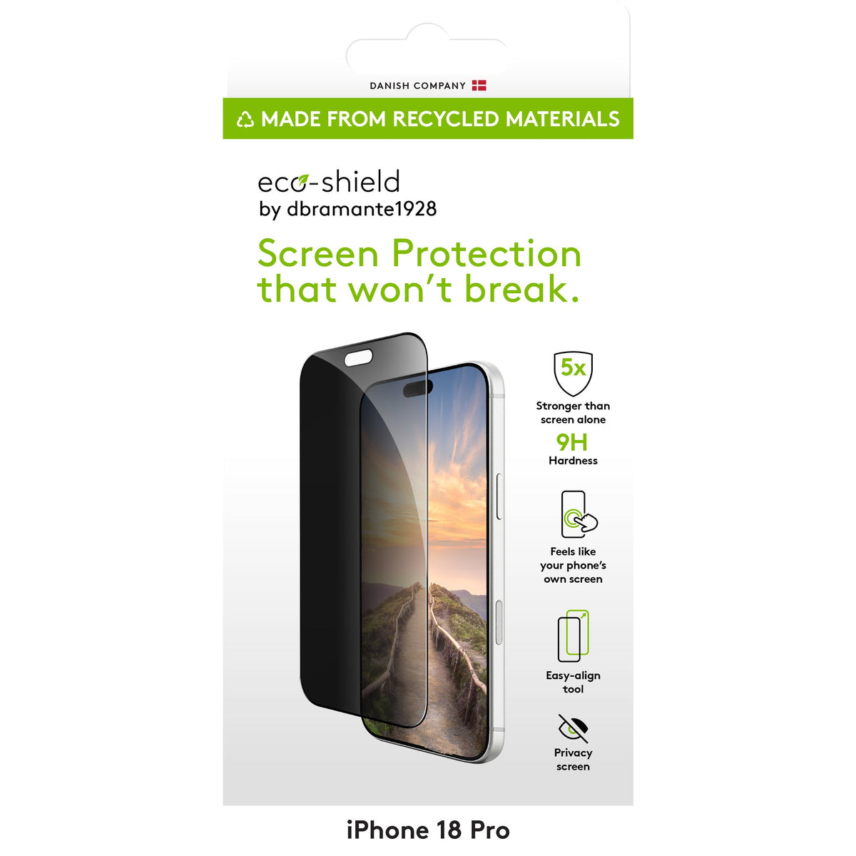 Dbramante eco-shield for iPhone 18 Pro - Privacy