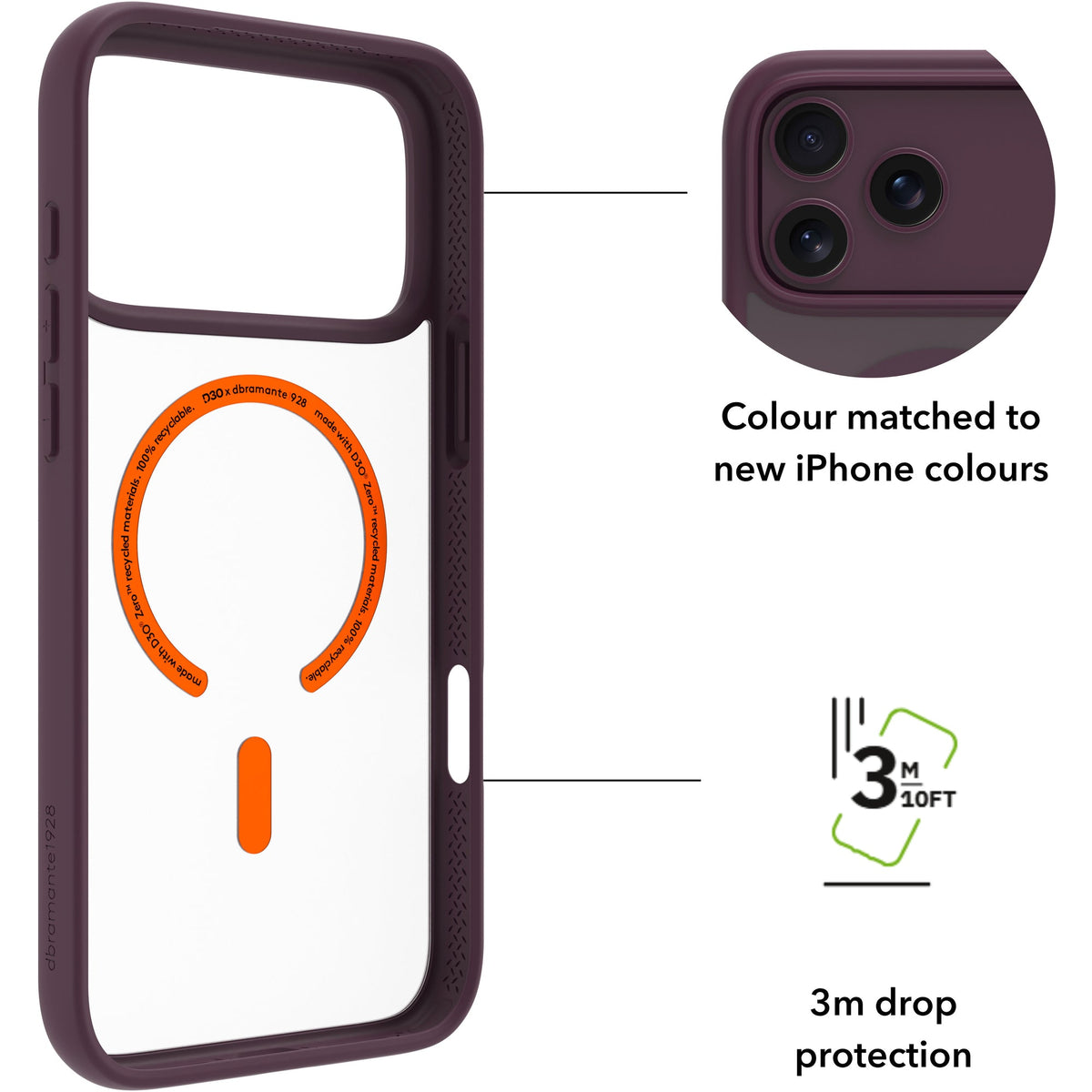 Dbramante Grenen Ultra D3O Case with MagSafe for iPhone 18 Pro Max / iPhone 17 Pro Max - Purple