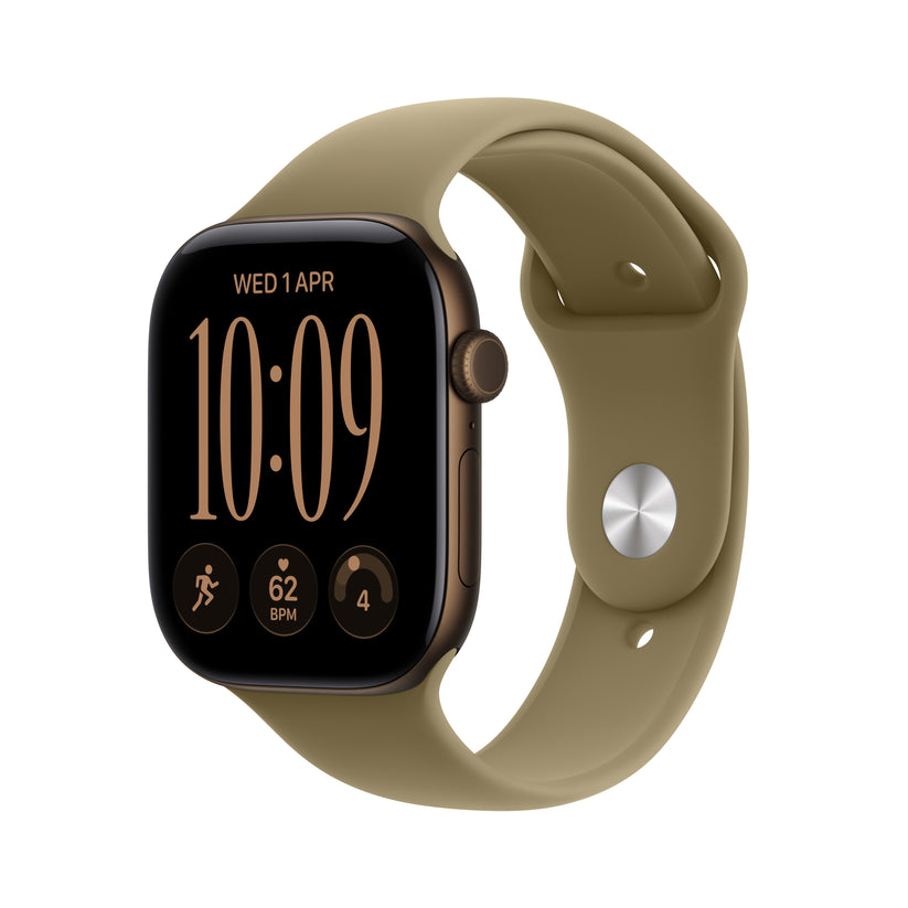 Apple Watch Series 12 GPS 46mm Dark Bronze Aluminium Case with Olive Sport Band M/L MJEU4AF/A