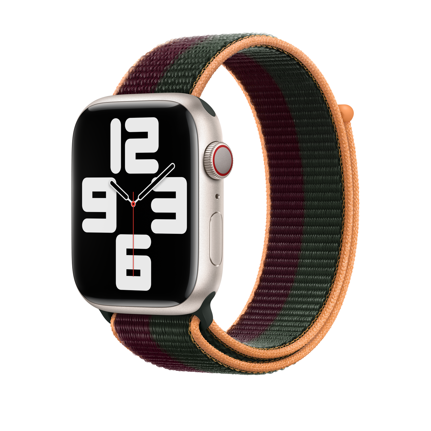 حزام Loop رياضي Dark Cherry/Forest Green لساعة Apple Watch مقاس 45 مم