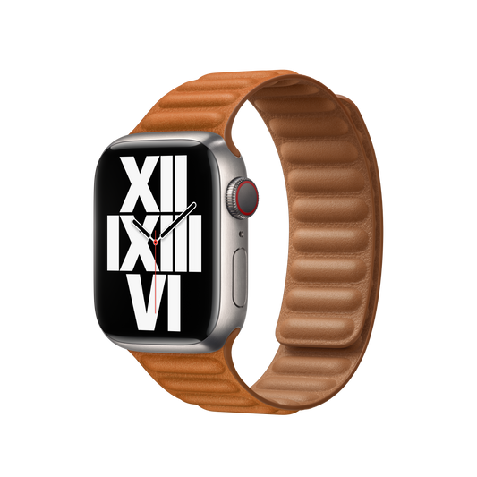 41mm Golden Brown Leather Link - S/M