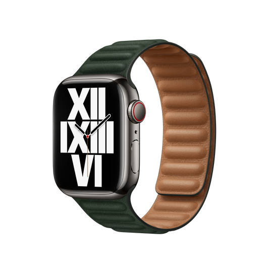 41mm Sequoia Green Leather Link - S/M