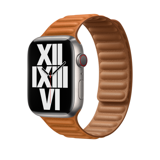 45mm Golden Brown Leather Link - S/M