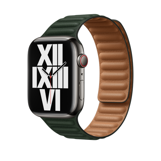 45mm Sequoia Green Leather Link - M/L