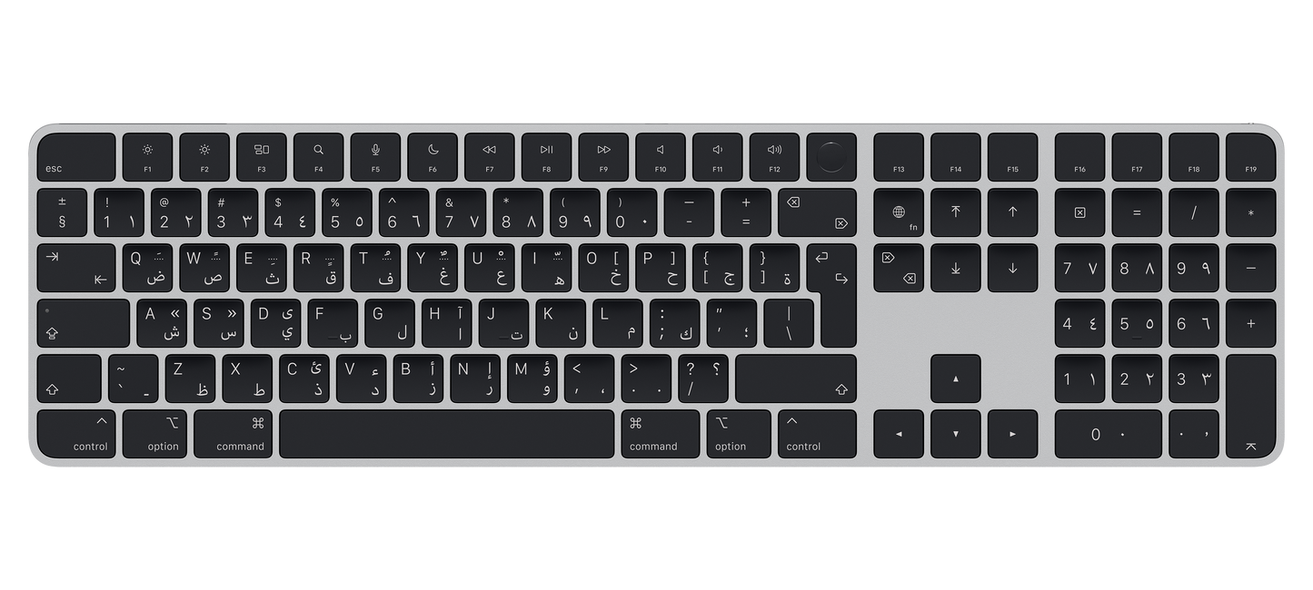 Magic Keyboard مع مستشعر اللمس ولوحة أرقام لأجهزة Mac ذات معالج Apple silicon - العربية - أزرار سوداء