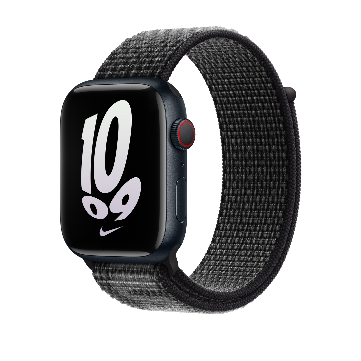 حزام Loop رياضي Nike Black/Summit White لساعة Apple Watch مقاس 45 مم