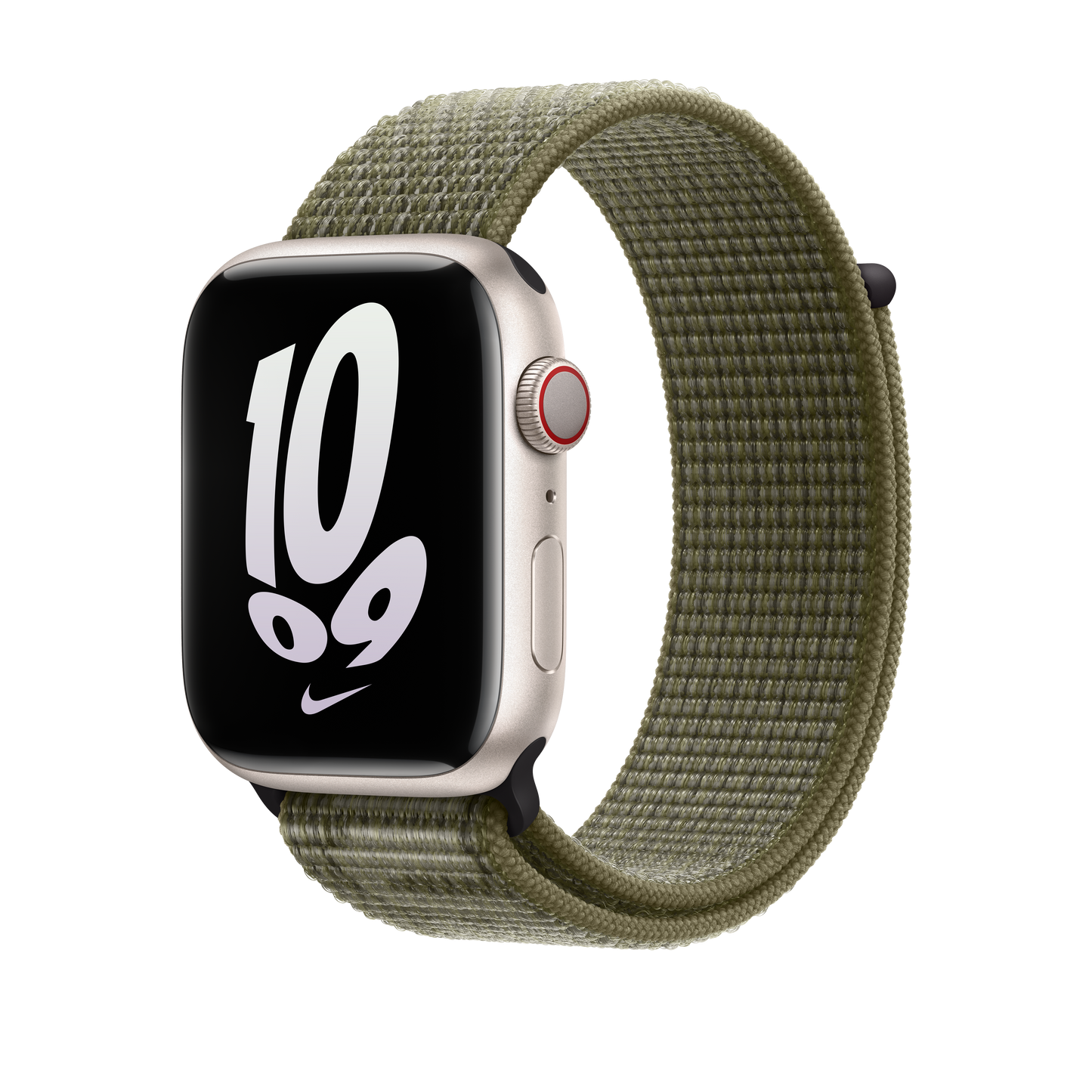 حزام Loop رياضي Nike Sequoia/Pure Platinum لساعة Apple Watch مقاس 45 مم