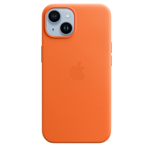 حافظة iPhone 14 الجلدية بتقنية ‏MagSafe‏ - لون برتقالي