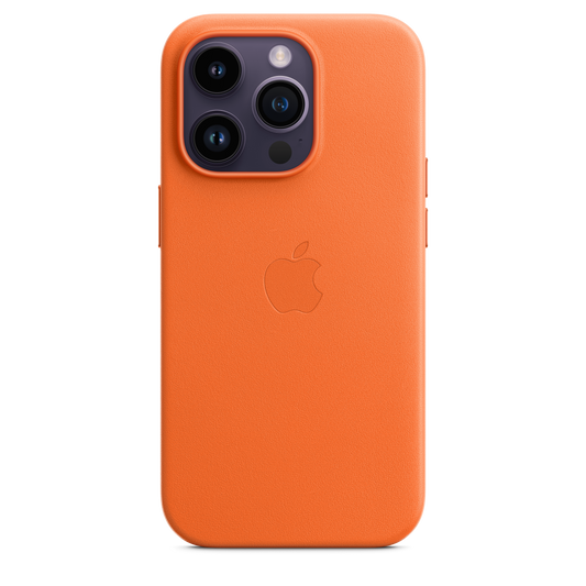 حافظة iPhone 14 Pro الجلدية بتقنية ‏MagSafe‏  - لون اورنج