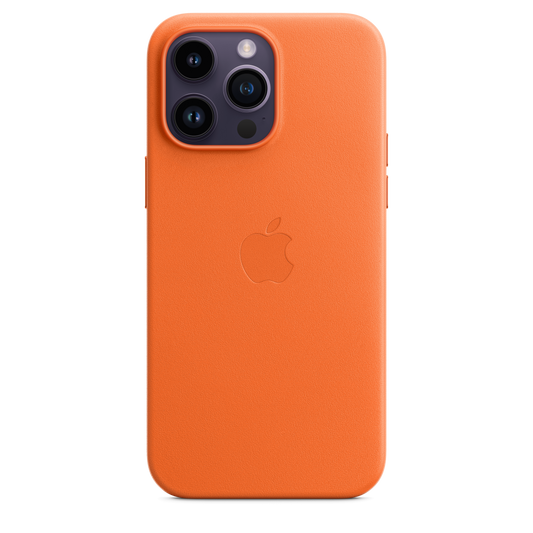 حافظة iPhone 14 Pro Max الجلدية بتقنية ‏MagSafe‏- لون اورنج