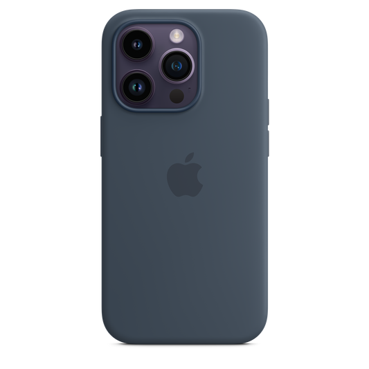 حافظة iPhone 14 Pro من السيليكون بتقنية MagSafe - لون ازرق ستورم