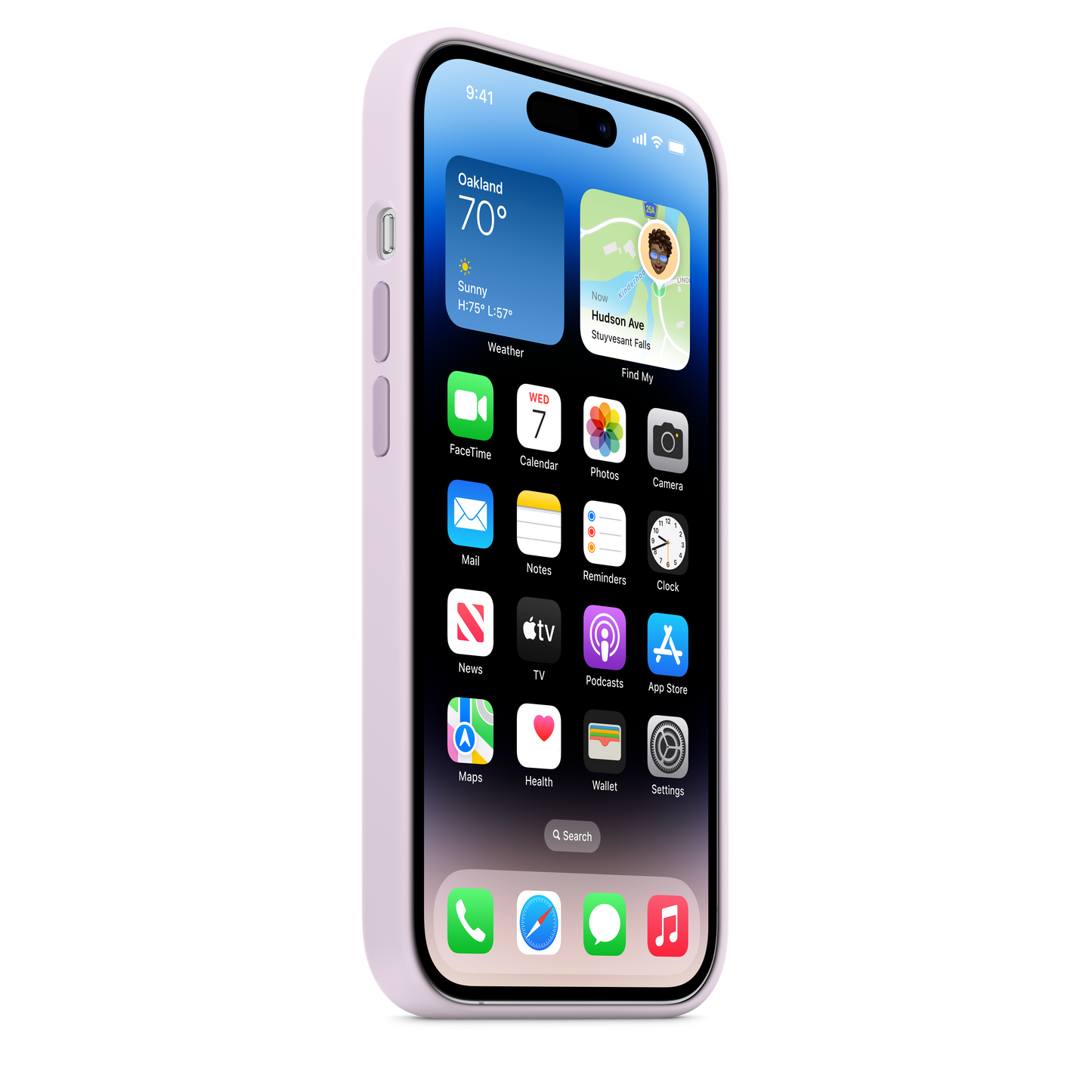 حافظة iPhone 14 Pro من السيليكون بتقنية MagSafe  - لون ليلكي فاتح