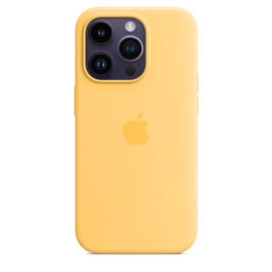 حافظة iPhone 14 Pro من السيليكون بتقنية MagSafe- لون اصفر داكن