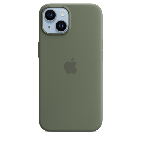 حافظة iPhone 14 من السيليكون بتقنية MagSafe‏ - زيتوني