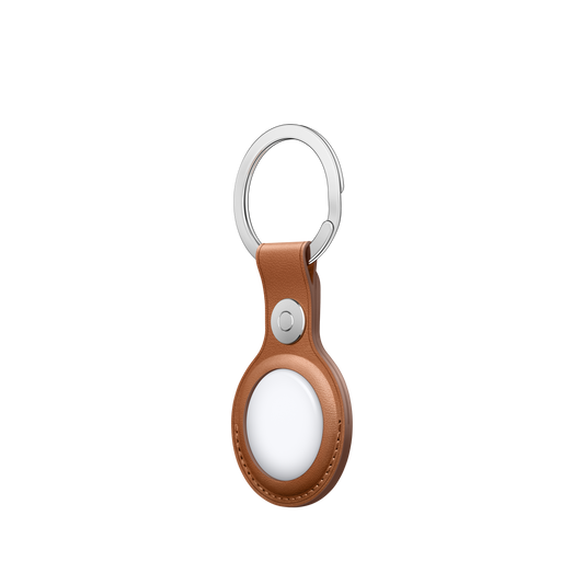 AirTag Leather Key Ring - Saddle Brown