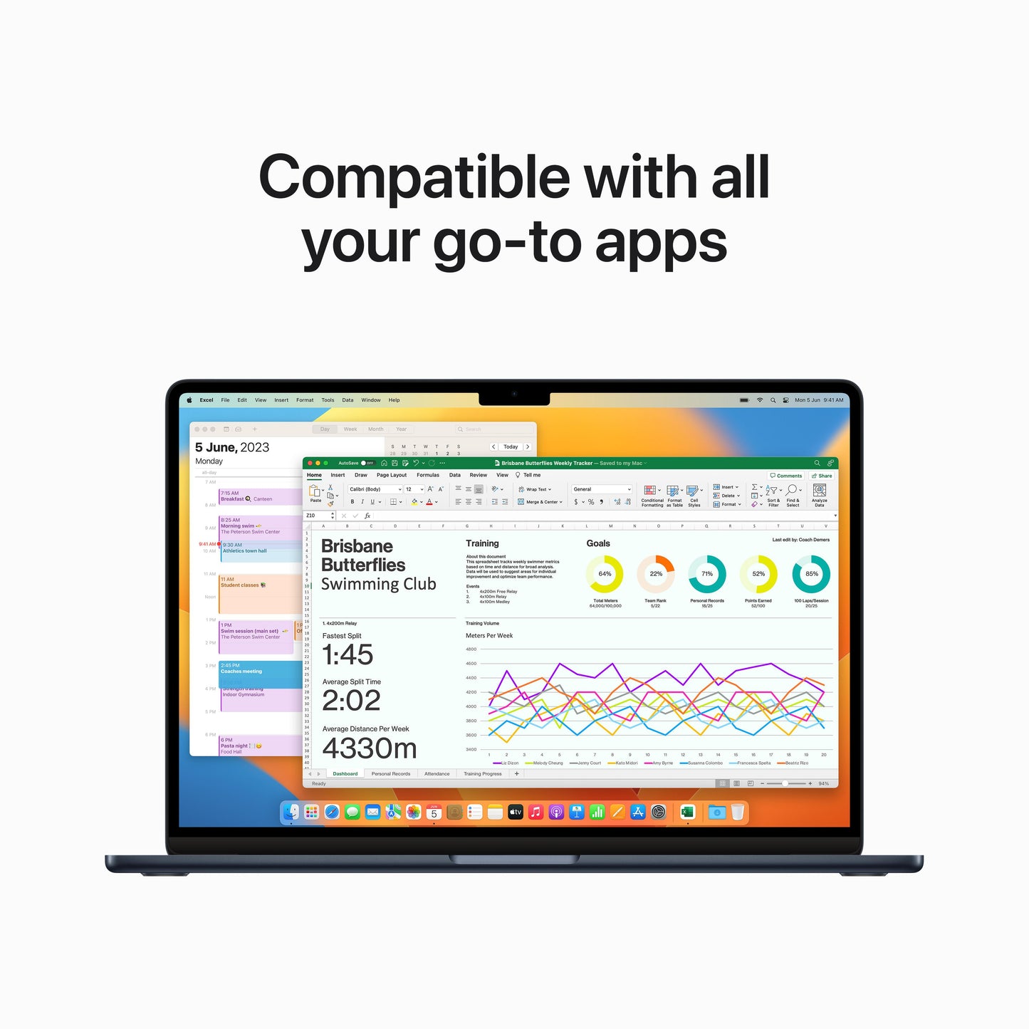 MacBook Air مقاس 15 انش: شريحة Apple M2 مع وحدة المعالجة المركزية 8 نوى ووحدة معالجة الرسومات 10 نوى، 256 جيجابايت SSD - ميدنايت