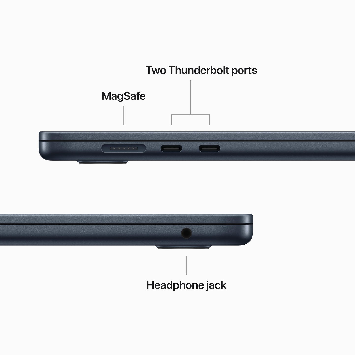 MacBook Air مقاس 15 انش: شريحة Apple M2 مع وحدة المعالجة المركزية 8 نوى ووحدة معالجة الرسومات 10 نوى، 256 جيجابايت SSD - ميدنايت