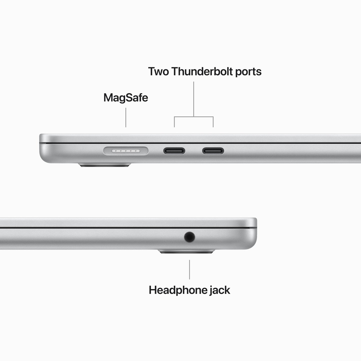 MacBook Air مقاس 15 انش: شريحة Apple M2 مع وحدة معالجة مركزية 8 نوى ووحدة معالجة رسومات 10 نوى، 256 جيجابايت SSD - فضي