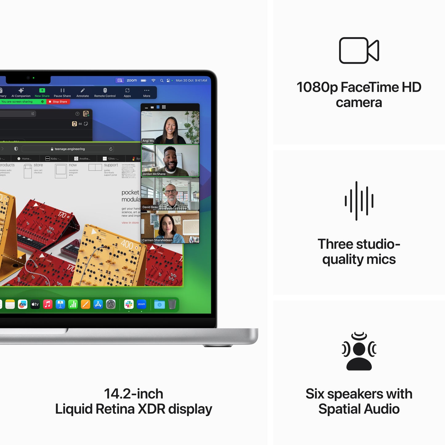 MacBook Pro مقاس 14 انش: شريحة Apple M3 Pro مع وحدة معالجة مركزية 11 نوى و 14 وحدة معالجة رسومات، 512 قيقابايت SSD - فضي