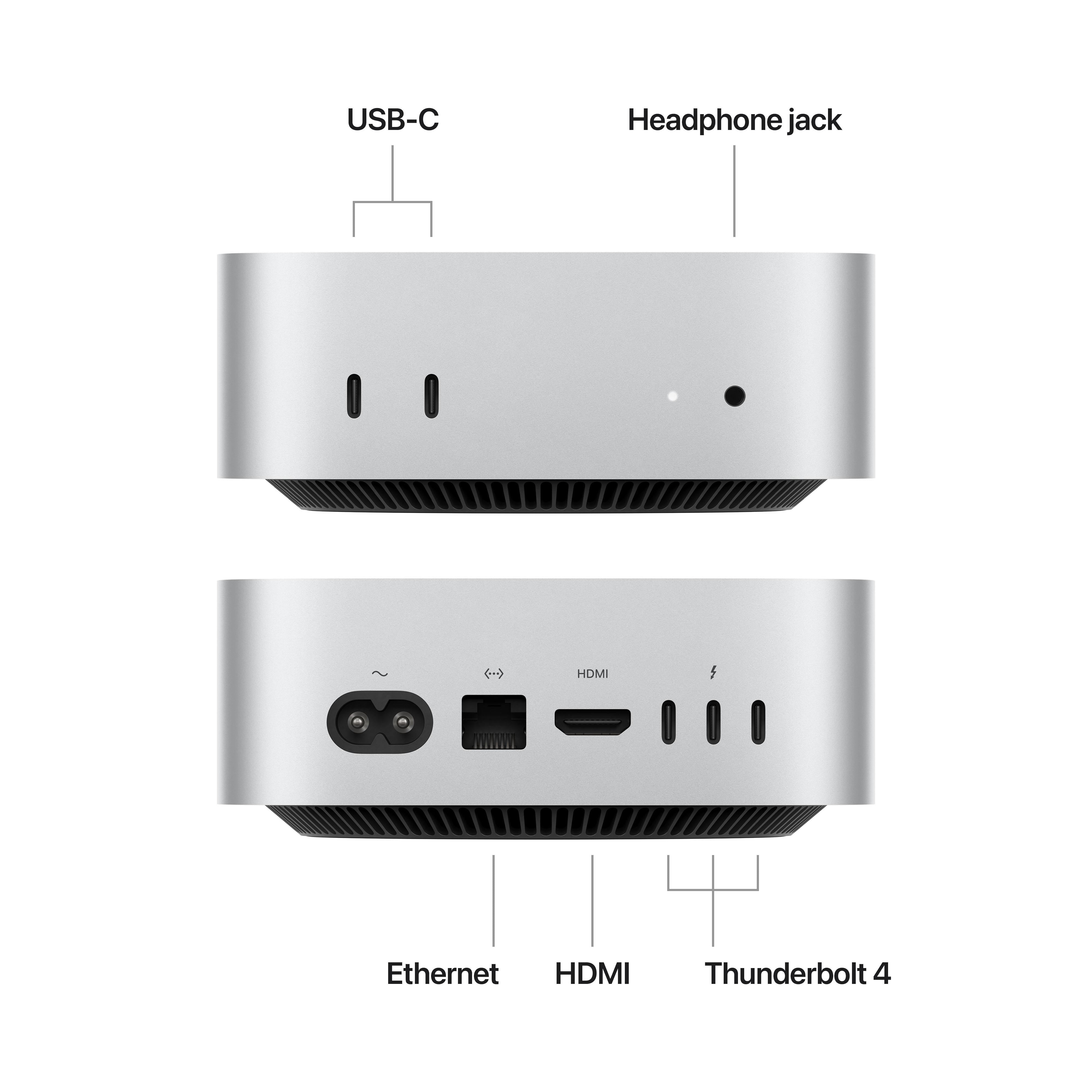 Mac mini: Apple M4 chip with 10-core CPU and 10-core GPU, 512GB