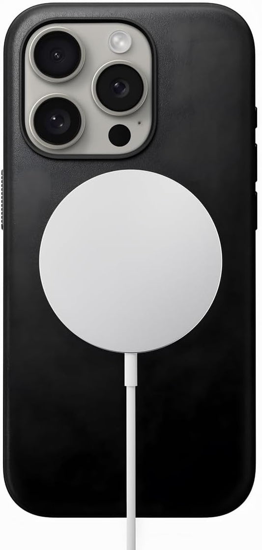 حافظة جلدية حديثة من نوماد لجهاز آيفون 16 برو، باللون الأسود