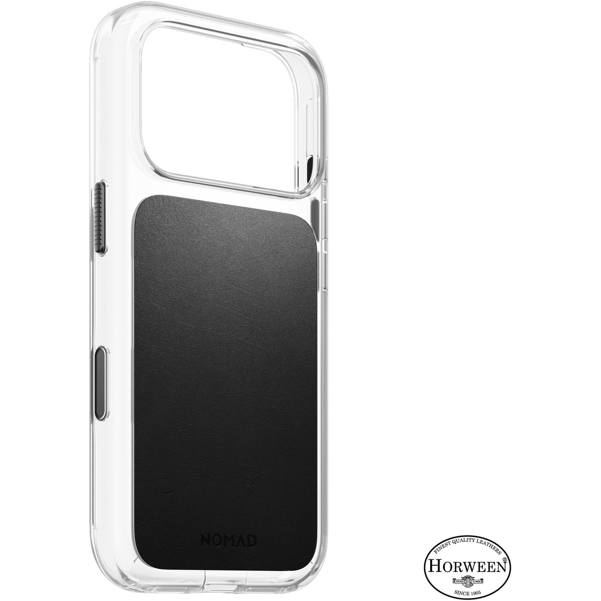 Nomad Clear Leather Case for iPhone 18 Pro - Black Horween