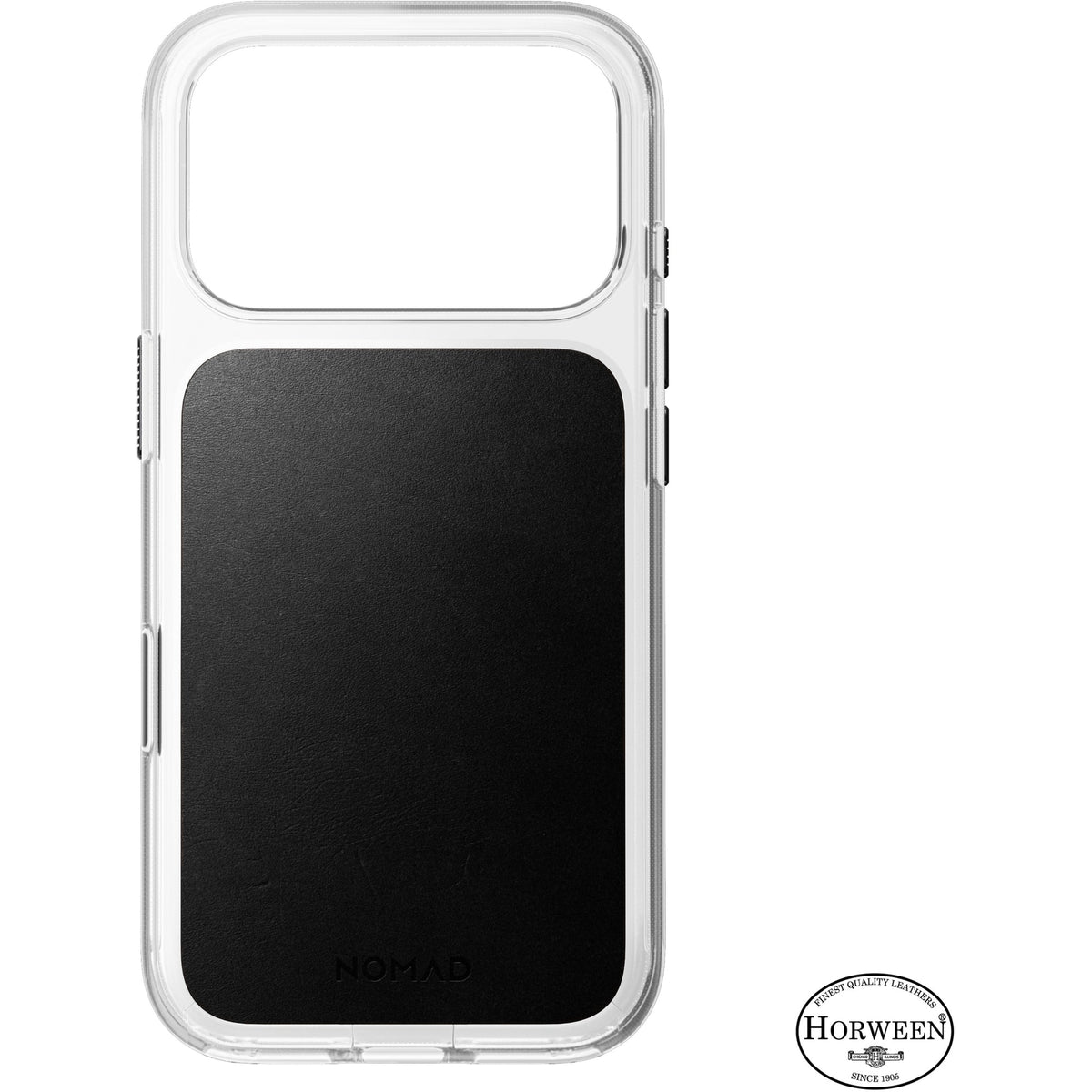 Nomad Clear Leather Case for iPhone 18 Pro - Black Horween