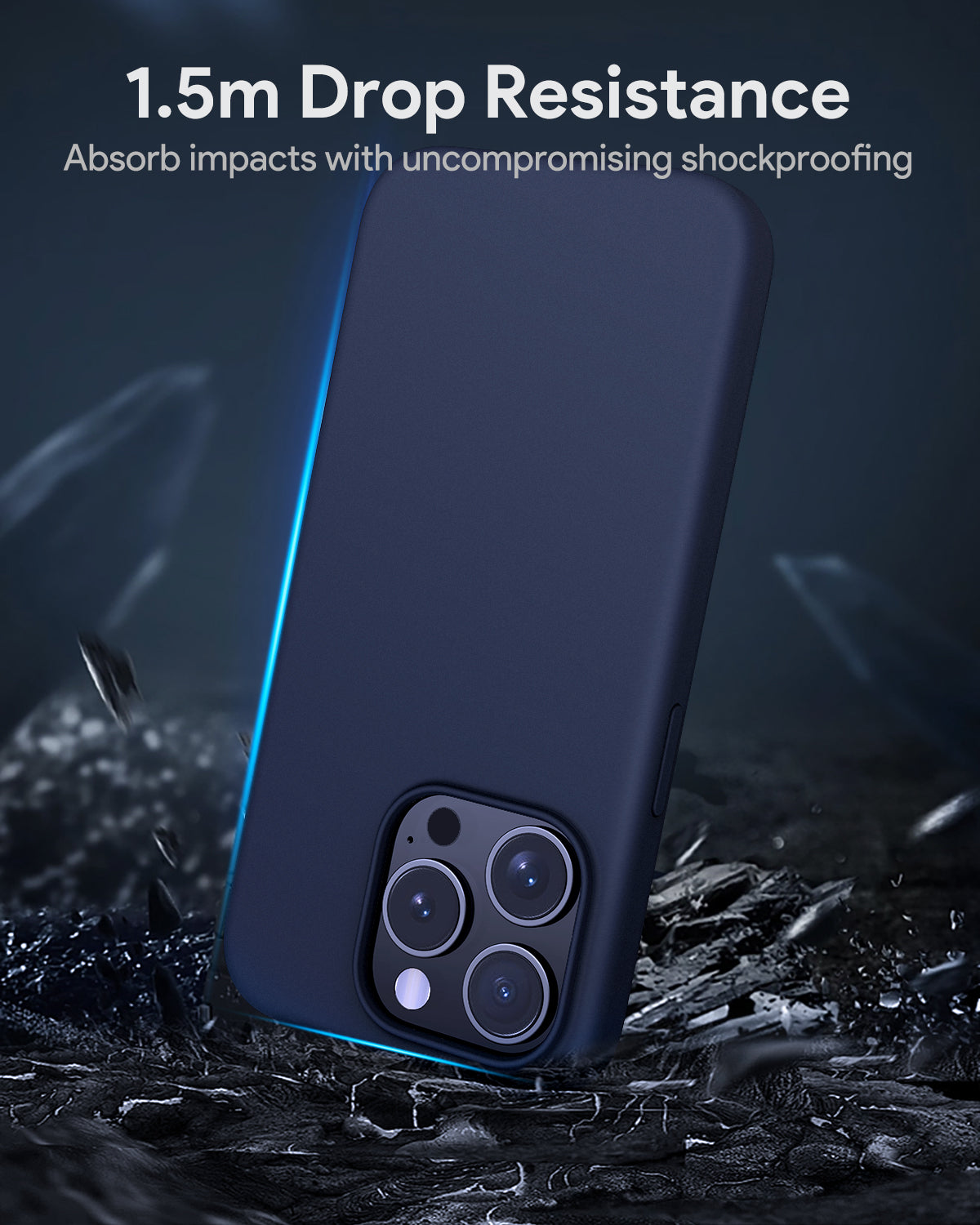 AUKEY Magnetic Hrd-Shell Phone Case  Midnight iPhone 15 Pro Max Blue