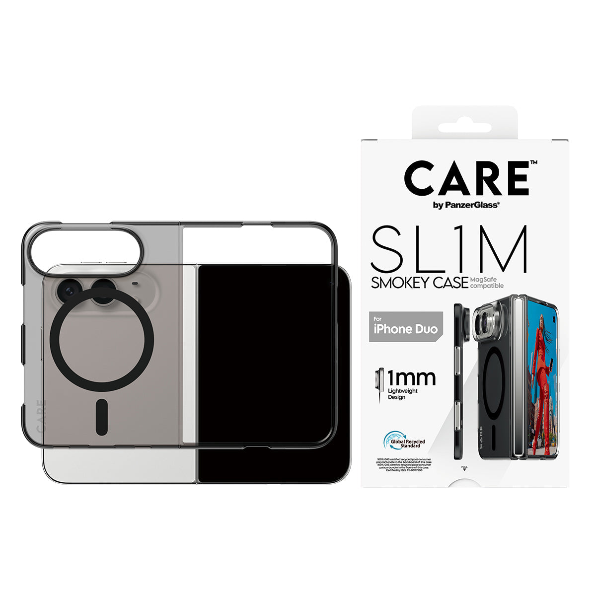 PanzerGlass Flagship Signature Slim PC/TPU Case for iPhone Duo - Smokey Black