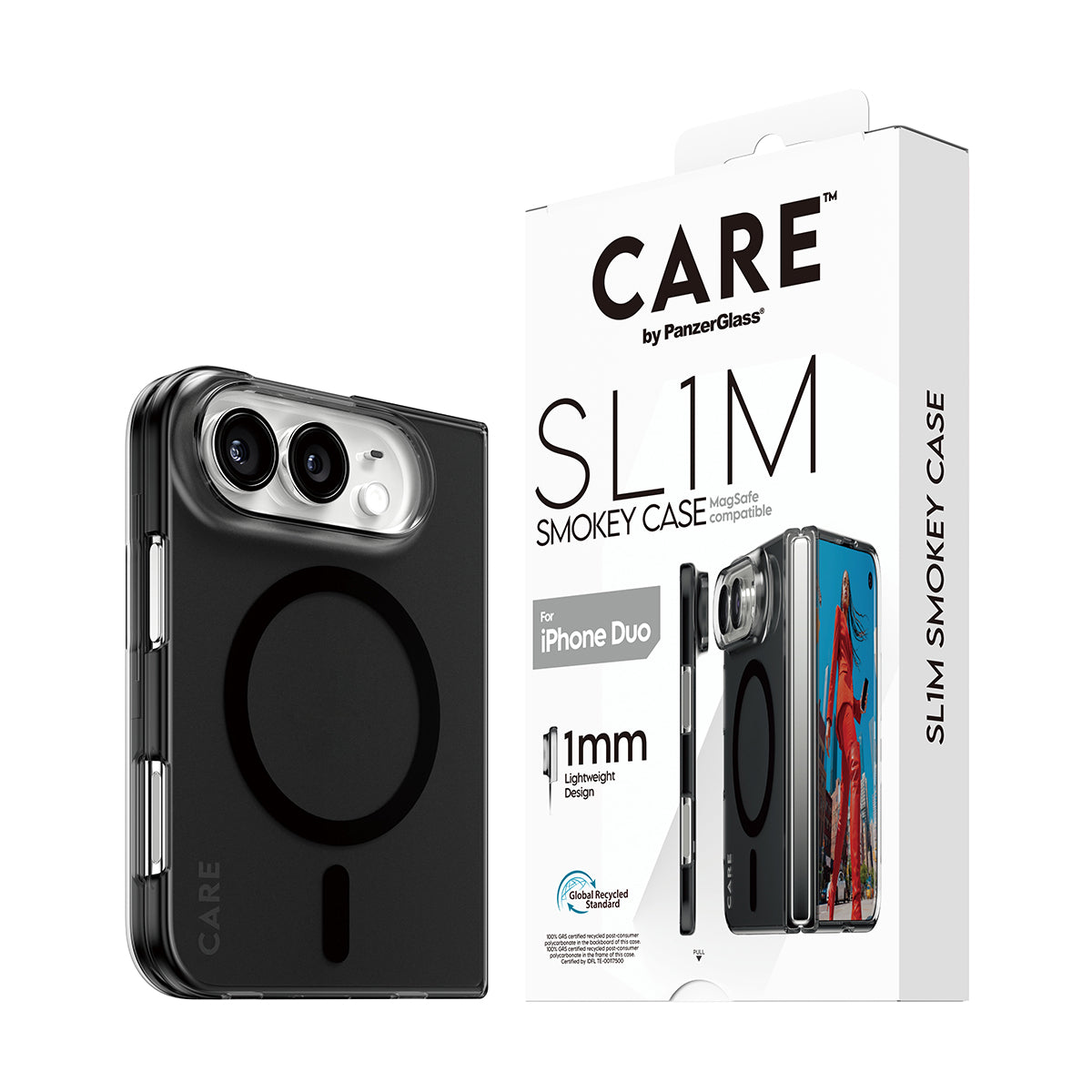 PanzerGlass Flagship Signature Slim PC/TPU Case for iPhone Duo - Smokey Black