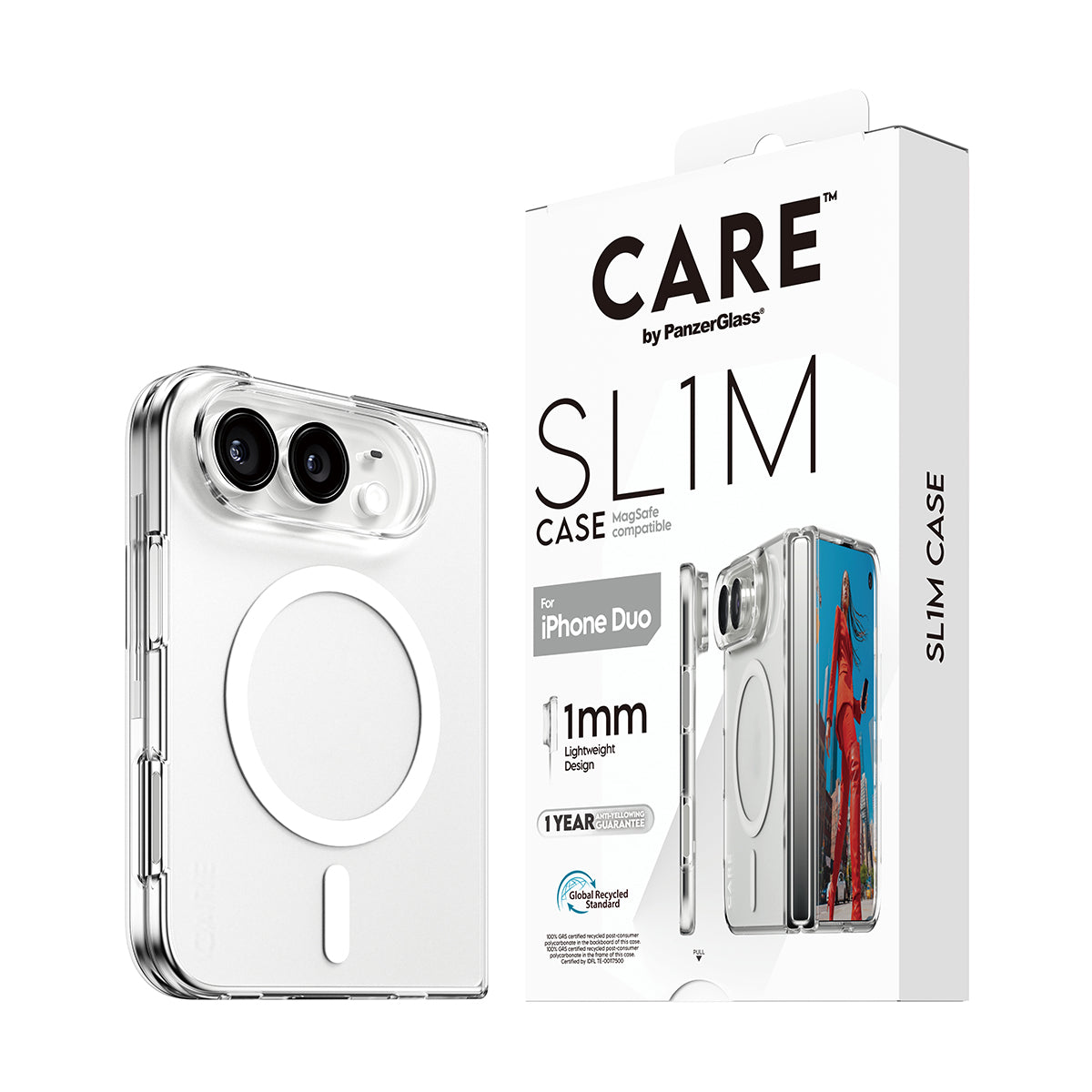 PanzerGlass Flagship Signature Slim PC/TPU Case for iPhone Duo - Transparent