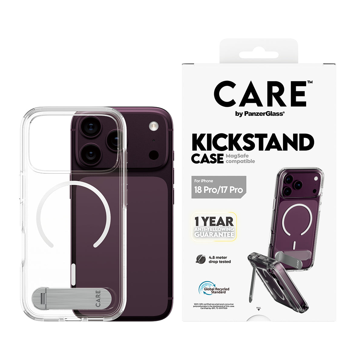 Panzerglass Care iPhone 18 Pro Feature Case Kickstand Magsafe Transparent