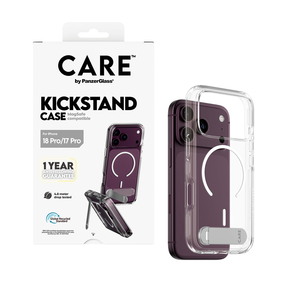 Panzerglass Care iPhone 18 Pro Feature Case Kickstand Magsafe Transparent