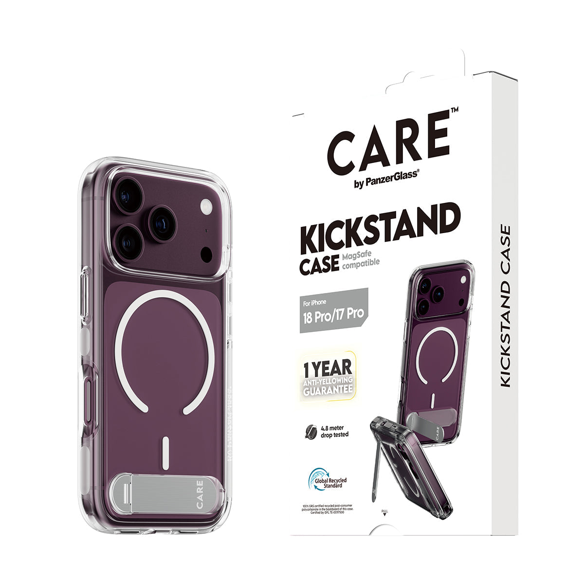 Panzerglass Care iPhone 18 Pro Feature Case Kickstand Magsafe Transparent