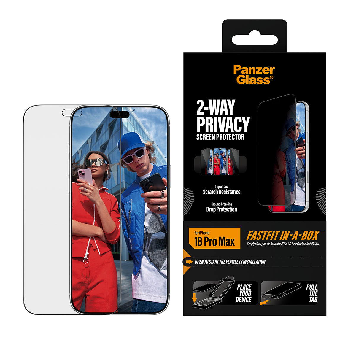 Panzerglass iPhone 18 Pro Max Screen Protectors Uwf Fastfit In A Box 2-Way Privacy